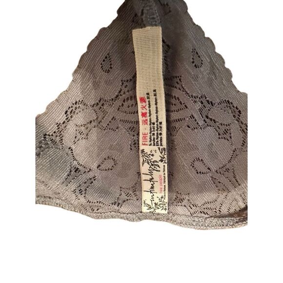 Free people lace racer back bralette bra unlined grey sz small wireless - Picture 3 of 4